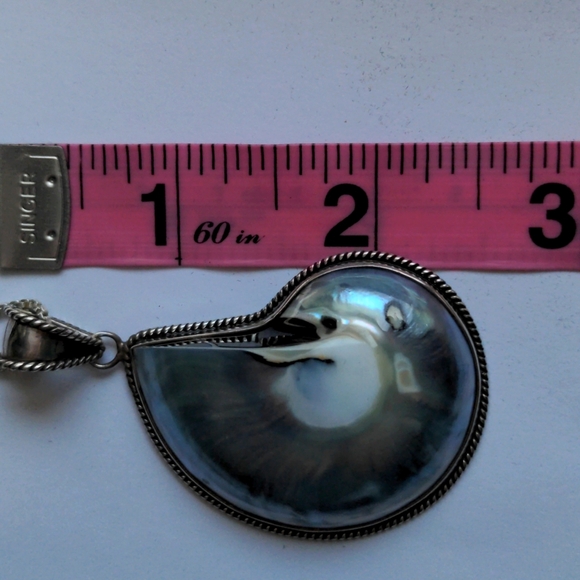 Nautilus sterling silver pendant necklace.New Handcrafted. 24" Italy 925 chain - Picture 5 of 5